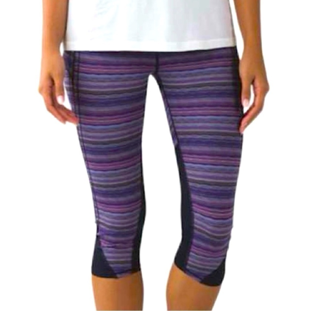 Lululemon Vent It Out Crop Leggings Women’s 4 Space Dye Twist Ultra Violet Navy